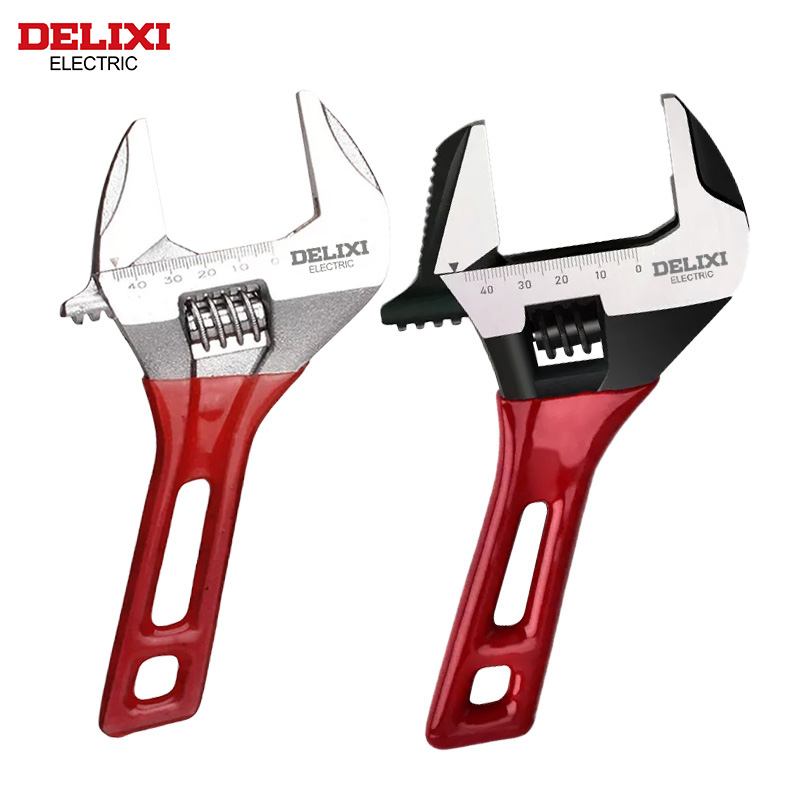 Pipe Wrench Adjustable - DELIXI ELECTRIC Short Handle Wrench，Big Opening