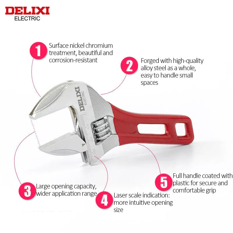 DELIXI ELECTRIC Short Handle W - огляд і ціна Pipe Wrench Adjustable